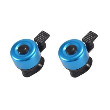 Imagem de Sino de bicicleta 2 pacotes com som melodioso alto clássico mini sino de bicicleta para crianças adultos buzina para scooter, mtb, bmx(2pcs blue)