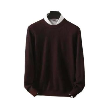 Imagem de Suéter Masculino De Tamanho Grande 100% Puro Cashmere De Mink Com Gola
