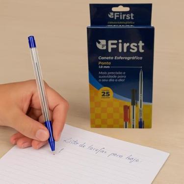 Imagem de Kit 25 Canetas Esferográficas Azul Ponta Fina 1.0 para Escrita