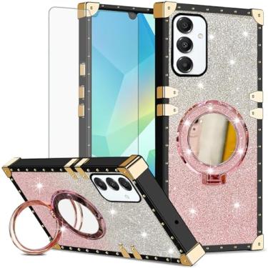 Imagem de Asuwish Capa de celular para Samsung Galaxy A16 5G/4G capa magnética com protetor de tela de vidro temperado e espelho brilhante brilhante resistente à prova de choque anel rígido A 16 16A SM-A166U
