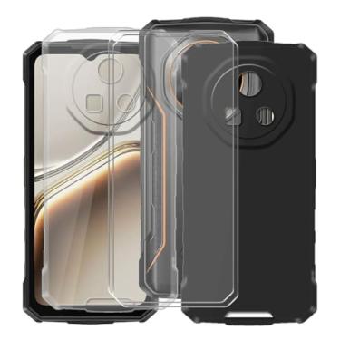 Imagem de HGJTFANY Pacote com 2 capas para Doogee Fire 5 com [2 protetores de tela], capa macia de silicone à prova de choque, capa de telefone ultrafina TPU antiqueda para Doogee Fire 5 (16,8 cm) preta +