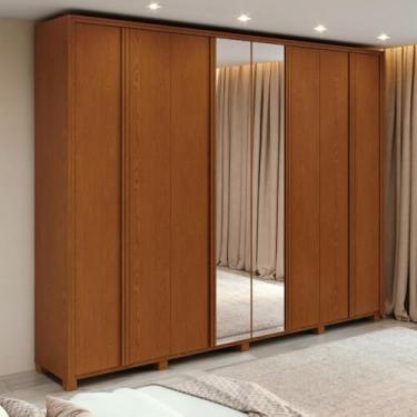 Imagem de Guarda-roupa Casal 100% Mdf 8 Portas Easy Glow com Espelhos e Pés Frassino