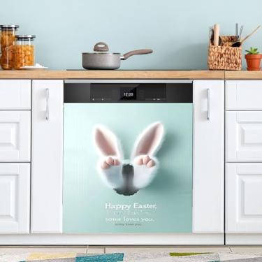 Imagem de SEHANY Capa magnética de conto de fadas fofo coelhinho da Páscoa, adesivos magnéticos decorativos antiarranhões para painel de geladeira e lava-louças, decoração de flores de fazenda de cozinha
