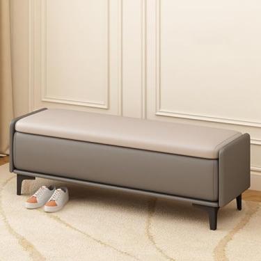 Imagem de End of Bed Storage Bench, Solid Wood Frame, PU Leather Upholstery, Large Storage Capacity, High-resilience Foam Filling, Sturdy Legs, Suitable for the Bedroom(G,110 * 40 * 40cm/43 * 16 * 16in)