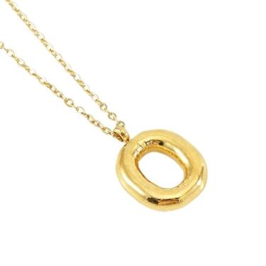 Imagem de Colar de Letra Bolha Personalizado para Mulheres, Colar Inicial Banhado a Ouro 18K com Corrente Cruzada em Aço Inoxidável, 45 cm, 26 Letras, Jóia de Moda e Presente Estiloso (dourado,O)