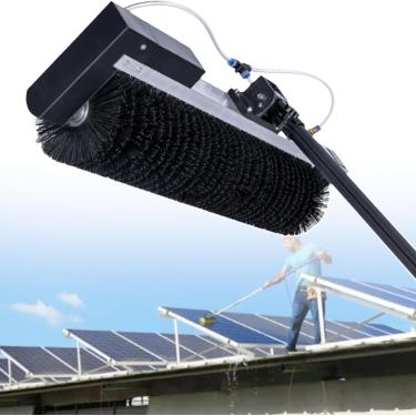 Imagem de Escova Rotativa De Cabeça De Escova Dupla De Grau Industrial, Escova De Limpeza De Painel Solar, Largura De Limpeza De Escova De Fibra De Nylon 60 Cm, Design Tipo Clipe Evita Encolhiment, 18ft