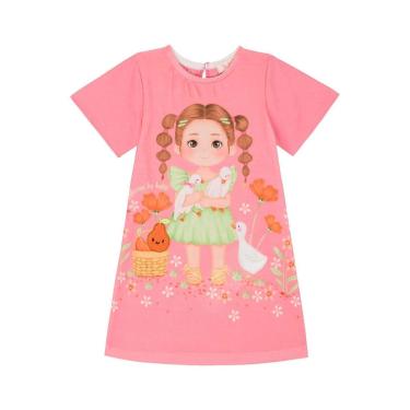 Imagem de Vestido Infantil Alecrim em Malha Laranja Camponesa Kukiê-Feminino