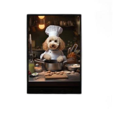 Imagem de Quadro Para Cozinha Cão Raça Poodle 45X34Cm - Com Vidro
