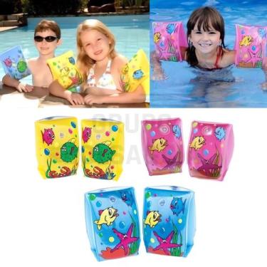 Imagem de Kit 50 Pares Bóia Inflável De Braço Infantil Piscina Natação Colorido 