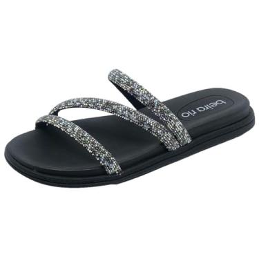 Imagem de Rasteira Papete Três Tiras Strass Beira Rio 8488.108 (35, Preto - Boreal)