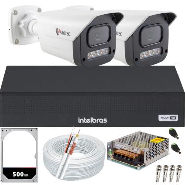 Imagem de Kit 2 Câmeras 1080p Full Color C/Áudio Dvr Intelbras 4ch 500GB