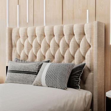 Imagem de Cabeceira Estofada Casal 140 Cm Pérola Linho Bege