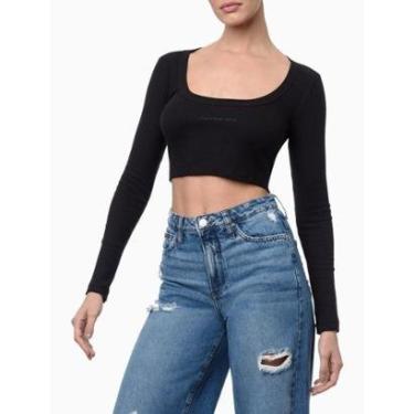 Imagem de Blusa Calvin klein Ml Ribana Decote Coraçao Pt-Feminino