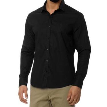 Imagem de Camisa Calvin Klein Masculina Slim Fit New CKJ Logo Preta-Masculino