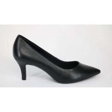 Imagem de Sapato Feminino Usaflex Couro Salto Baixo Preto-Feminino