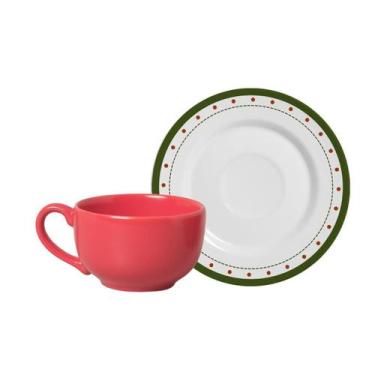 Imagem de Conjunto Com 6 Xícaras De Chá Com Pires Christmas Dots 250Ml - Alleanz