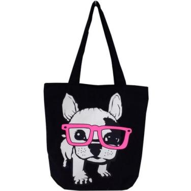 Imagem de Bolsa Pug Cachorro Dog Ecobag Sacola Feminina 100% Algodão - DB