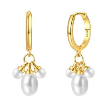 Imagem de Brincos De Argola Em Prata 925 Com Pérola E Estrela Para Mulheres, Bri