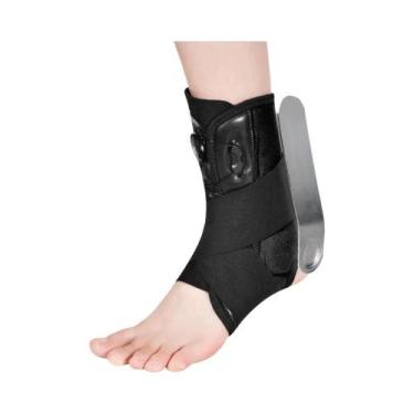 Imagem de Suporte De Tornozelo Ajustável Reforçado Com Cadarço E Placas De Alumí