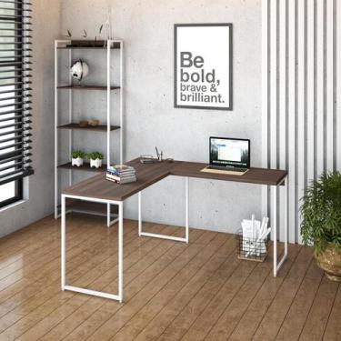Imagem de Mesa de Escritorio em L Office Dynamica 135cm Est.Branca - Metalig