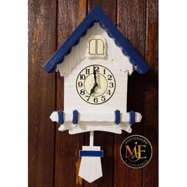 Imagem de Relógio Cuco Decorativo de Parede Pêndulo Musical Acabamento Estilo Ma