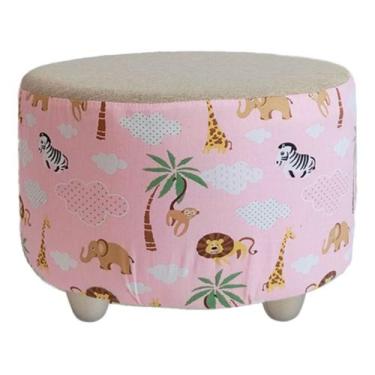 Imagem de Puff Infantil Safari Rosa  Banquinho Macio Decorativo - Tdecor