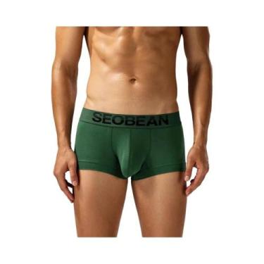 Imagem de Cueca boxer masculina de algodão absorvente de suor confortável e resp
