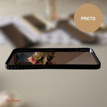 Imagem de Bandeja Decorativa Espelhada Luxo Retangular Dourada Champanhe Preta P