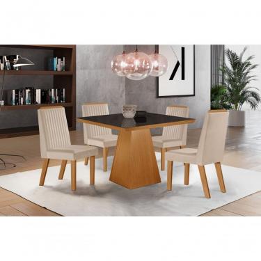 Imagem de Sala De Jantar Quadrada Completa 4 Cadeiras Prada Lj Móveis