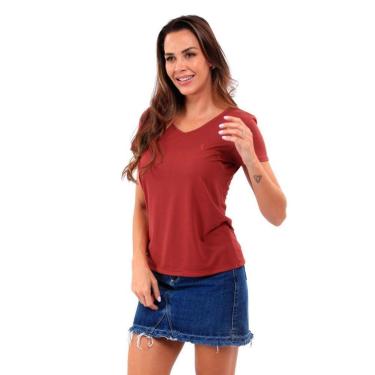 Imagem de Camiseta Feminina Básica Gola V Viscose Dry Manga Curta-Feminino