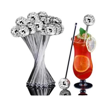 Imagem de Bastões Espelhados Para Coquetéis Em Formato De Bola De Discoteca 5/10