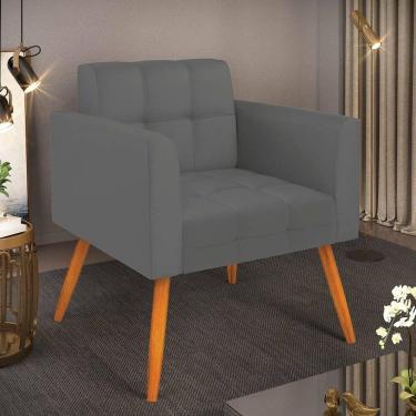 Imagem de Poltrona Decorativa Elisa Sala Sintético Grafite Pés Palito Castanho D`Rossi