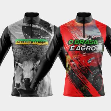Imagem de Combo 2 Camisas Agro Manga Longa Proteção UV Respirável Slim Gola Crew