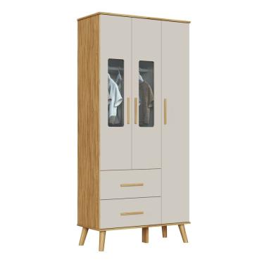 Imagem de Guarda Roupa Infantil Sky Retrô 03 portas 100% MDF Peroba