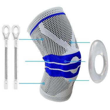 Imagem de Joelheira Compressão com Tala Lateral Ortopédica Articulada Estabilizador Silicone Patelar-Unissex