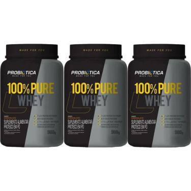 Imagem de Kit 3X 100% Pure Whey Nova Fórmula - 900g Chocolate - Probiótica