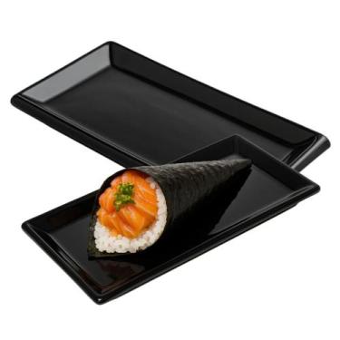 Imagem de Kit 6 Travessa Retangular 22cm Preto Sapporo - Cermica Sapporo
