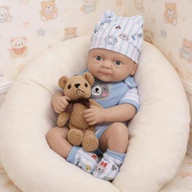Imagem de Bebê Reborn Silicone Sólido 40cm Menino Realista Pele Suave Pode dar B