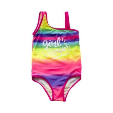 Imagem de Maiô Infantil De Verão Com Estampa Arco-Íris Para Meninas, Roupa De Ba