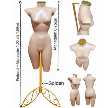 Imagem de Manequim feminino (Meio corpo cinturinha N.36) bege, tampa Golden + pe