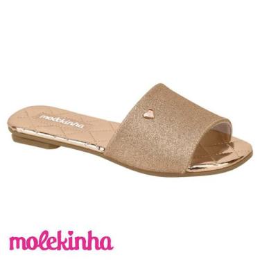 Imagem de Sandalia rasteirinha Molekinha Ouro Rosado, Ouro, 33
