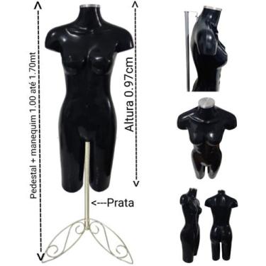 Imagem de Manequim feminino (Meio corpo modelo definido N.38) com tampa prata + 