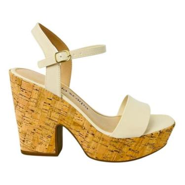 Imagem de Sandália Feminina Via Scarpa Napa Cortiça, Natural, 35