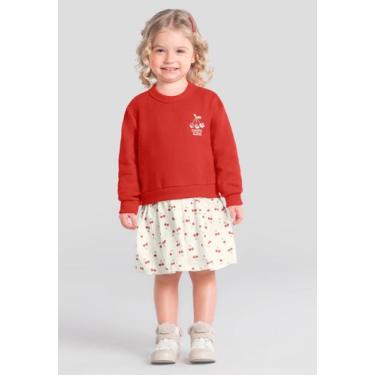 Imagem de Vestido infantil menina de cerejinha Brandili, 6, Vermelho