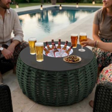 Imagem de Mesa de Centro Cervejeira em Aço e Corda Náutica Verde Harpia