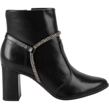 Imagem de Bota Feminina Casual Dia a Dia Passeio Festa com Strass Salto Médio Bico Fino Cano Baix...