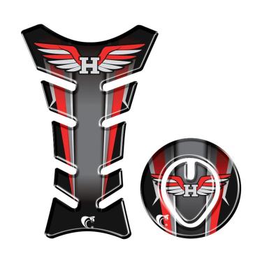 Imagem de Kit Protetor de Tanque Adesivo Vermelho para Motos Honda Até 2016 em PVC com Acabamento Resinado 3D