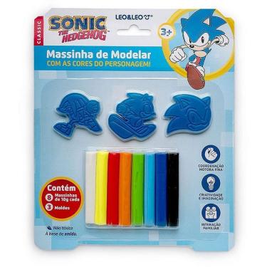 Imagem de Kit de Massinha para Modelar Criativa Sonic com 8 Cores e 3 Moldes Temáticos Leonora