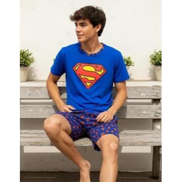 Imagem de Pijama Masculino Infanto Juvenil Super Heróis Camiseta Shorts Personag