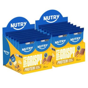 Imagem de 2x Barra de Proteinas Nutry Super Crispy Pasta De Amendoim 12 Unidades